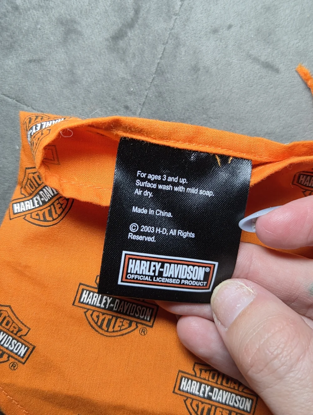 Harley-Davidson Orange Logo Bandana Scarf Dog Baby Doll Tiny Size